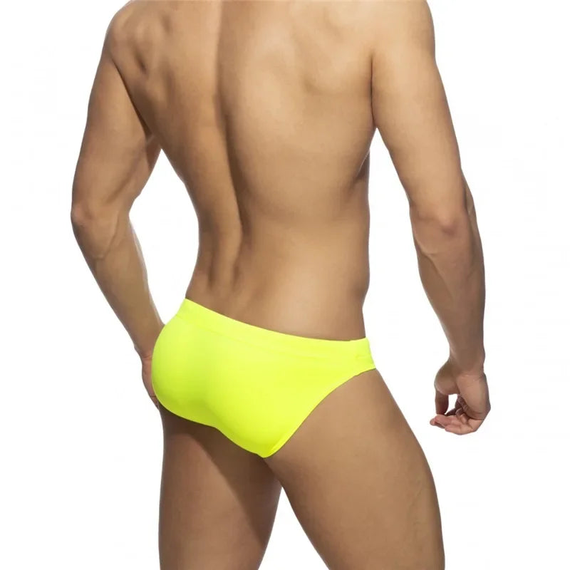 Solid Push up Men Neon Swim Bikni Brief Trunks Unerwear Sexy Swimwear