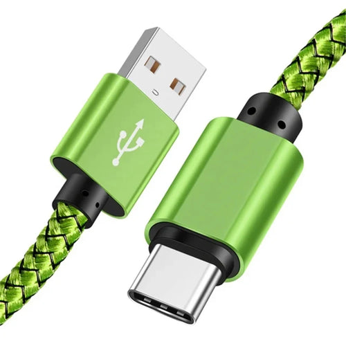 Nylon Data Cable Fast Charger USB A to Type C Charging Cable For