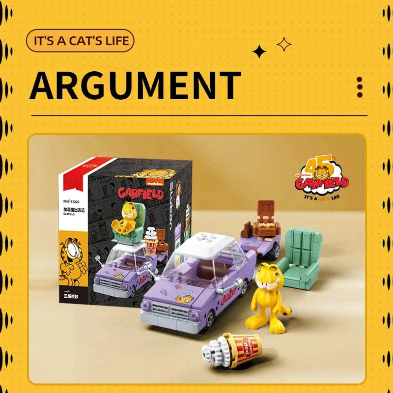 Garfield Car Building Blocks City Magic Cartoon Cat Anime Figures