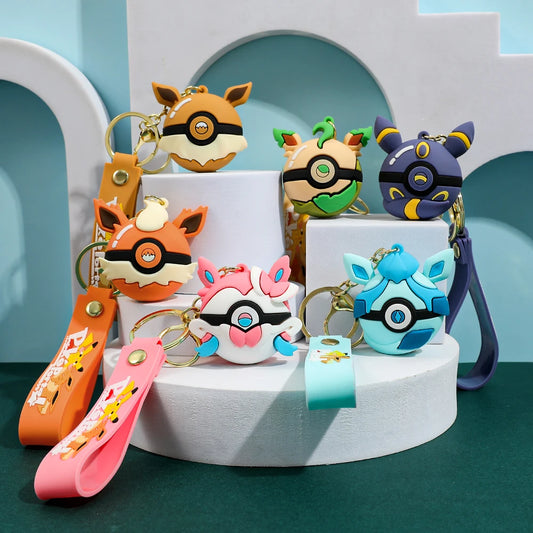 Poké Ball Keychain Set, PVC Pokémon Ball Keychain, Official Style