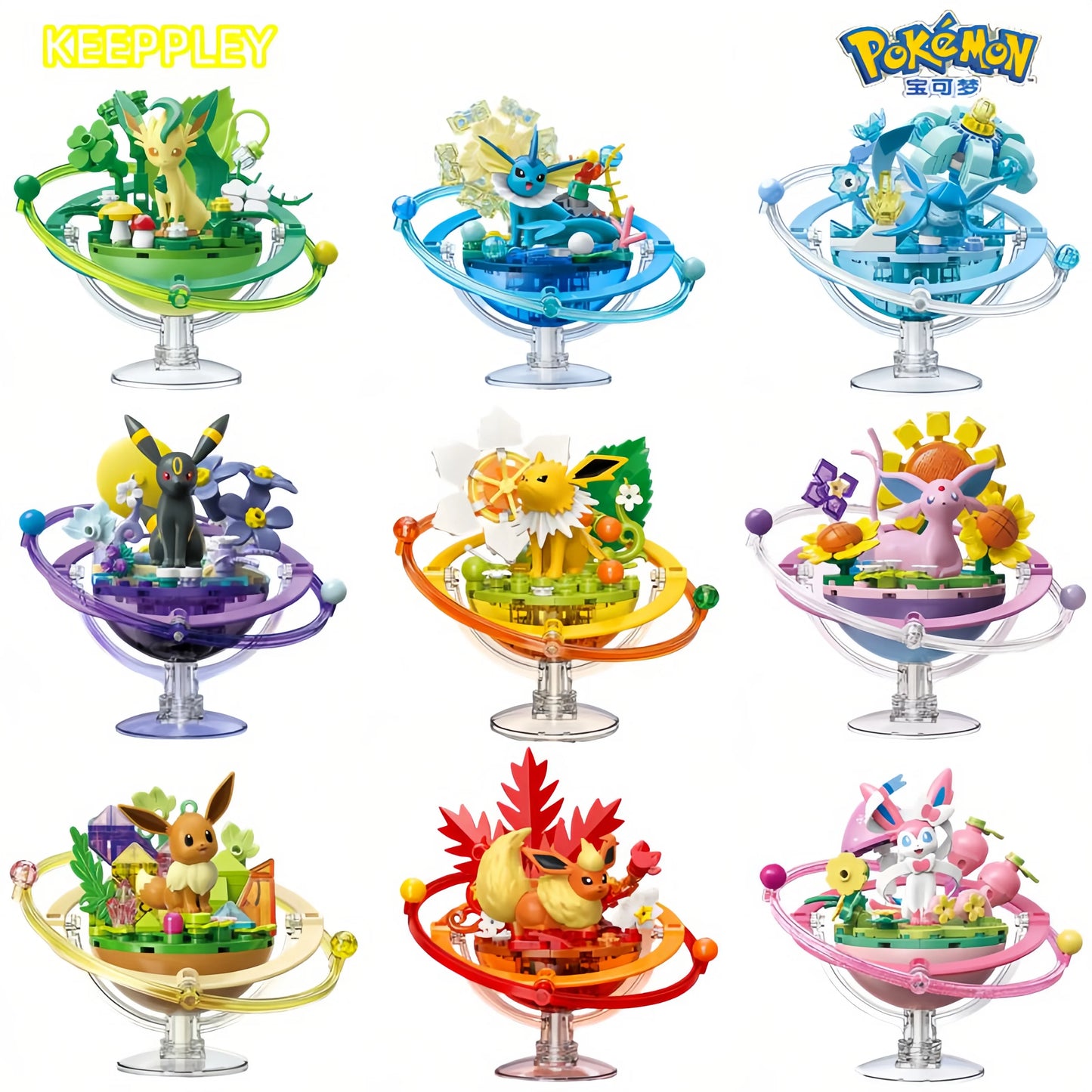Genuine Keeppley Anime Pokémon Building Blocks Cartoon Eevee Family