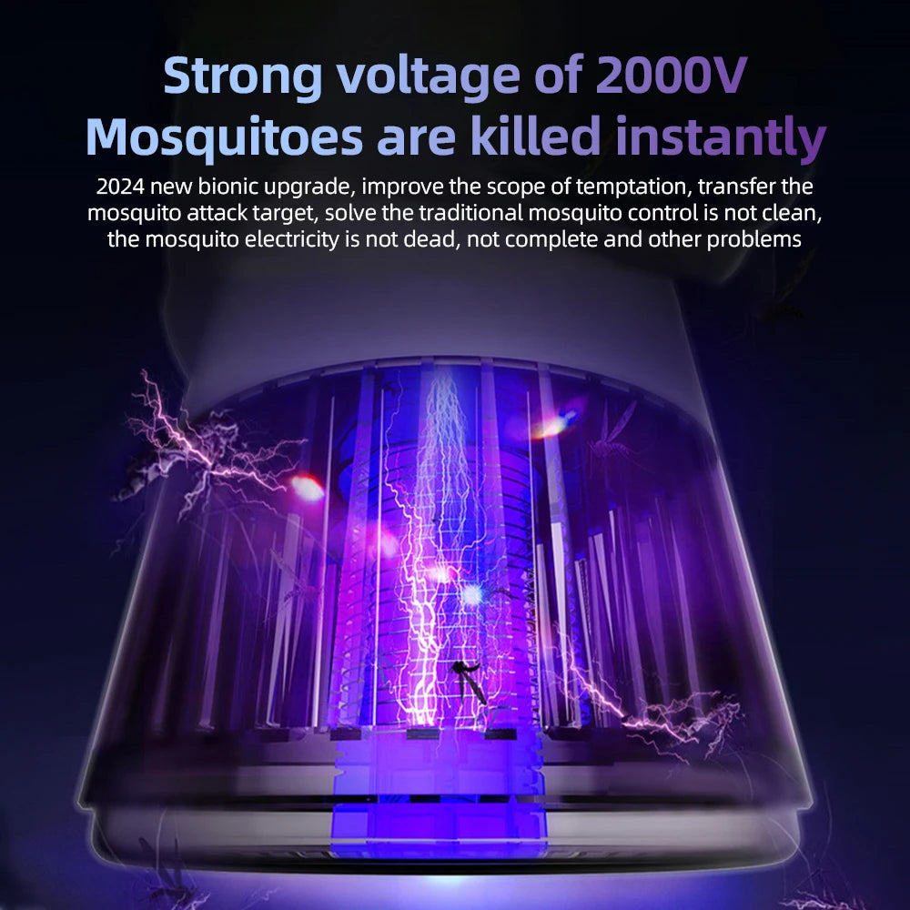 Portable Rechargeable Electric Bug Zapper Desk Fan Bladeless 8H Timer