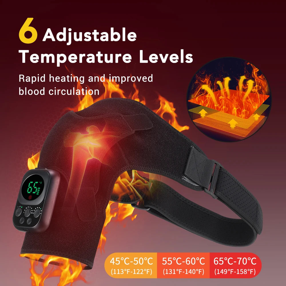 Heating Shoulder Massager Vibration Electric App Control Massage Pads