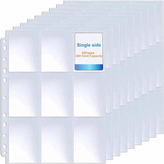 Pockets Single Side Trading Card Album Holder Sleeves 9 Pocket Clear