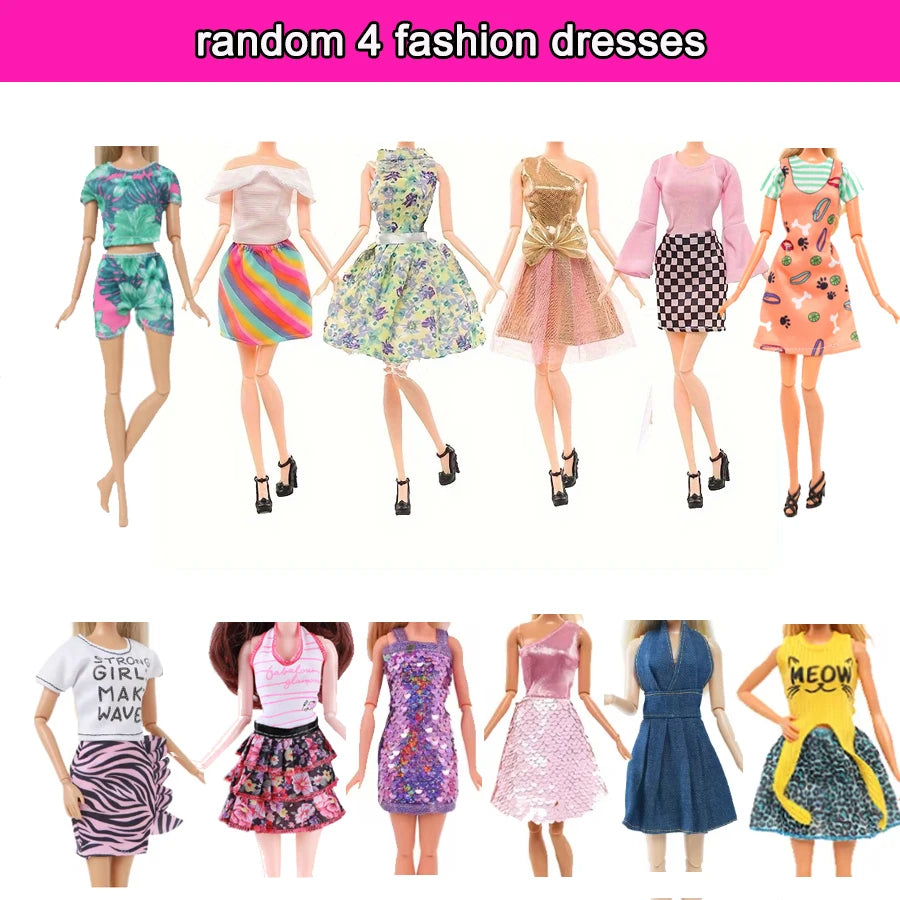 64Pcs Clothes And Accessories for 11.5''/30cm Dolls Fashion Gowns