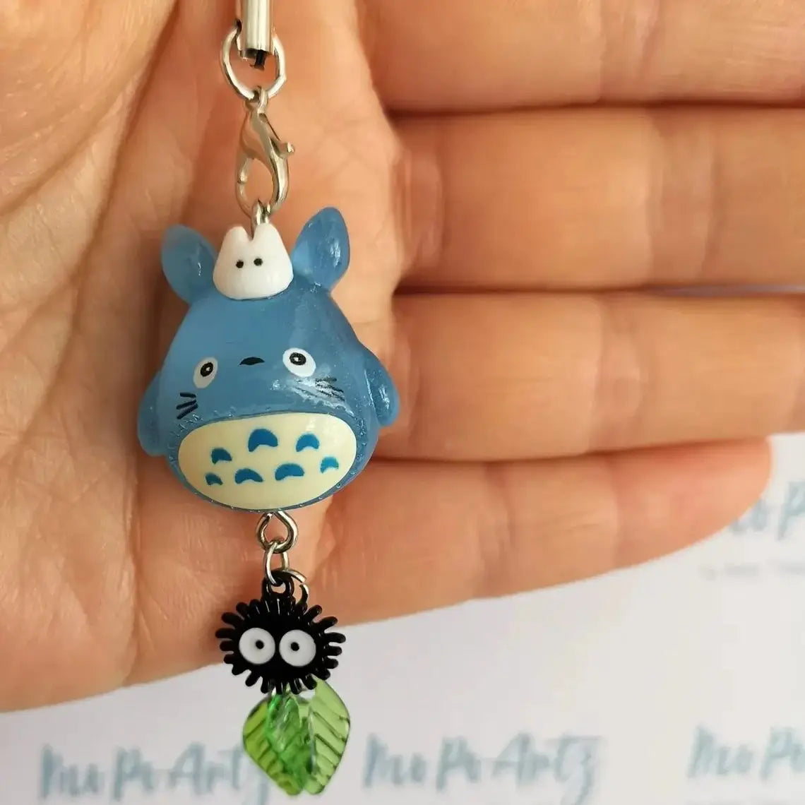 Kawaii Blue Animal Totoro Phone Charm Soot Sprite Keychain Woodland