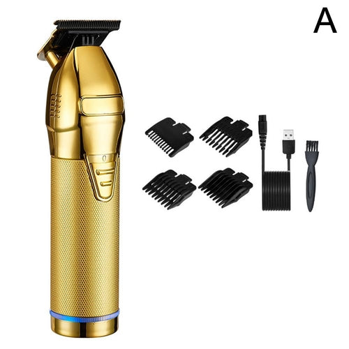 Professional Hair Trimmer Gold For Men Rechargeable Barber Cordless