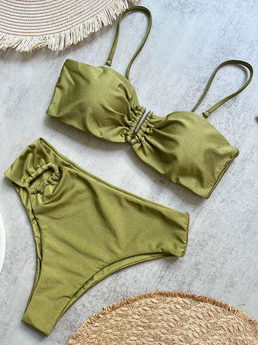 Bandeau Bikini Push Up Women Swimsuits 2024 Sexy Female Swimwear