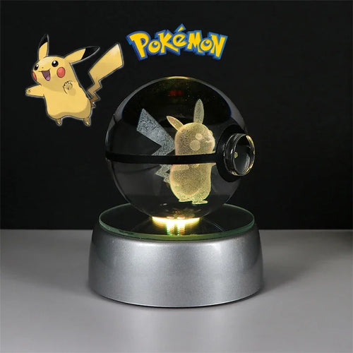 Pokemon 3D Crystal Ball Figure Toys Pokeball Gengar Gyarados Mimikyu