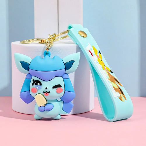 Eevee Keychain Evolution Set, Flareon Jolteon Vaporeon Plush Keychain,