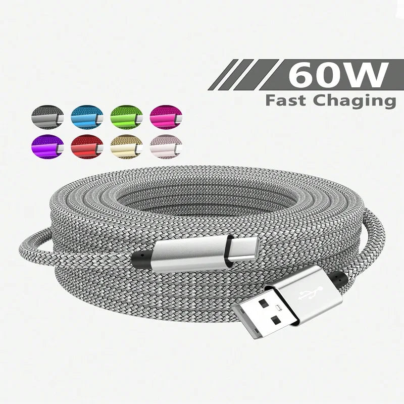 USB A to iPhone 15 Nylon Braided Cable Fast Charger Cord for Huawei