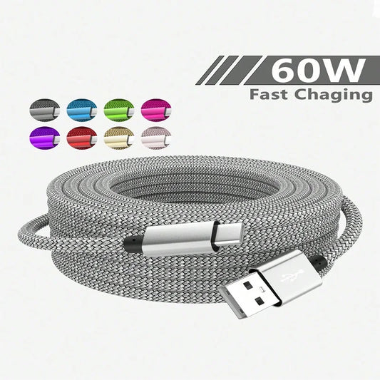 USB A to iPhone 15 Nylon Braided Cable Fast Charger Cord for Huawei