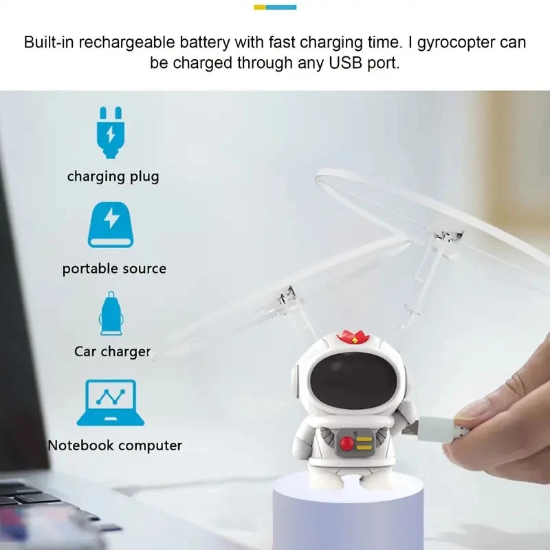 Mini Astronaut Drone Cartoon Spaceman Flying Robot Toys with USB