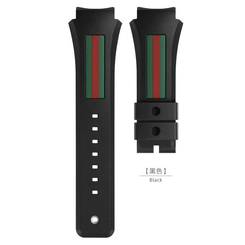 For Gucci YA137/YA137107A Rubber Watch Strap Dedicated Protruding Port