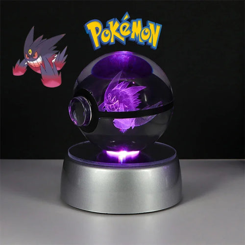 Pokemon 3D Crystal Ball Figure Toys Pokeball Gengar Gyarados Mimikyu