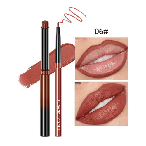 QIBEST Lipstick Pencil Waterproof Sexy Red Nude Purple Matte Tint