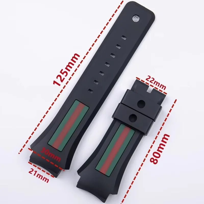 For Gucci YA137/YA137107A Rubber Watch Strap Dedicated Protruding Port