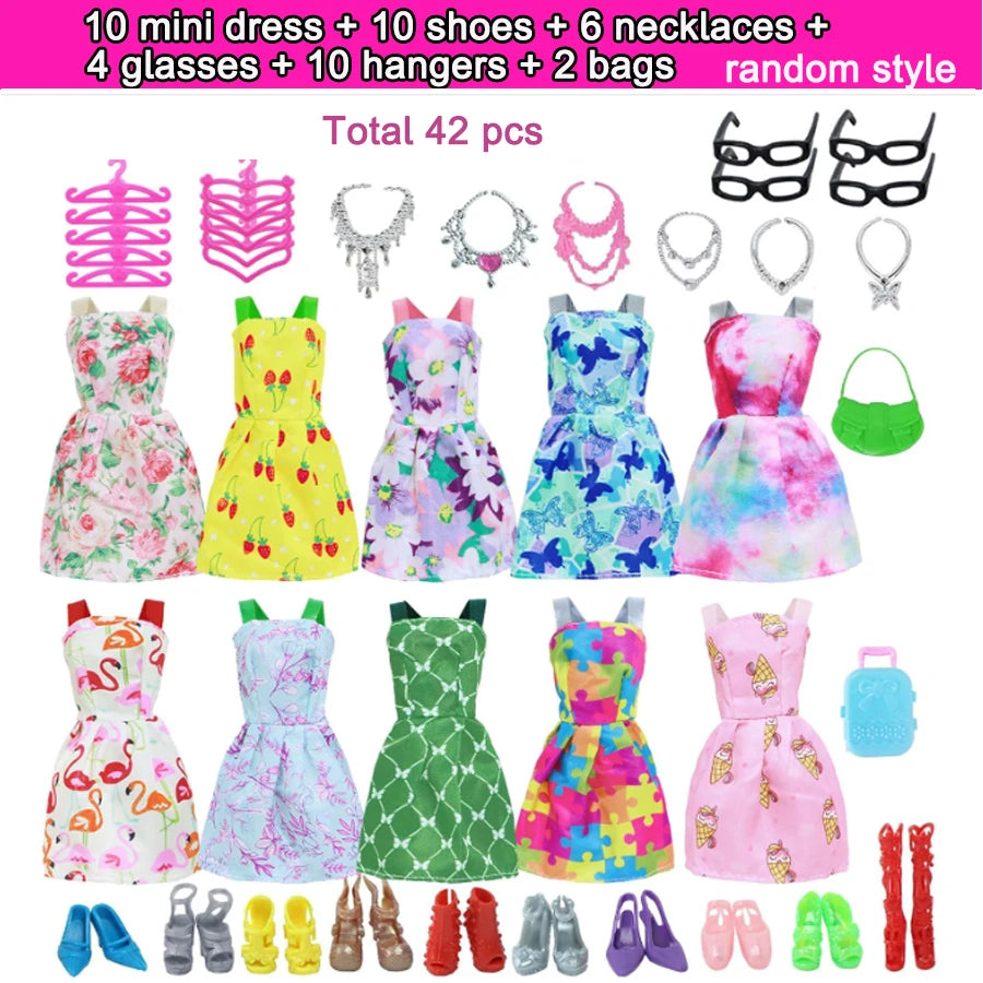 64Pcs Clothes And Accessories for 11.5''/30cm Dolls Fashion Gowns
