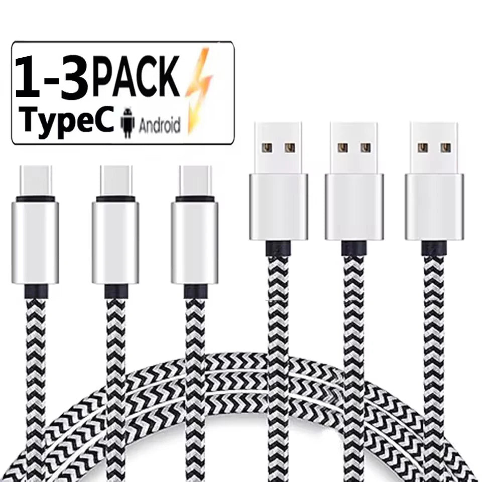 USB Type C Cable 2.4A Fast Charging Battery Charger Wire Woven Nylon