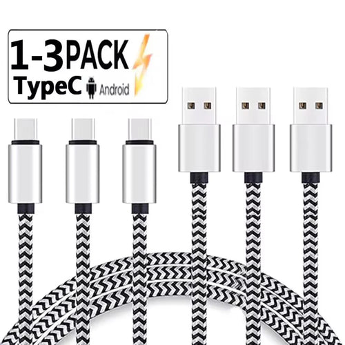 USB Type C Cable 2.4A Fast Charging Battery Charger Wire Woven Nylon
