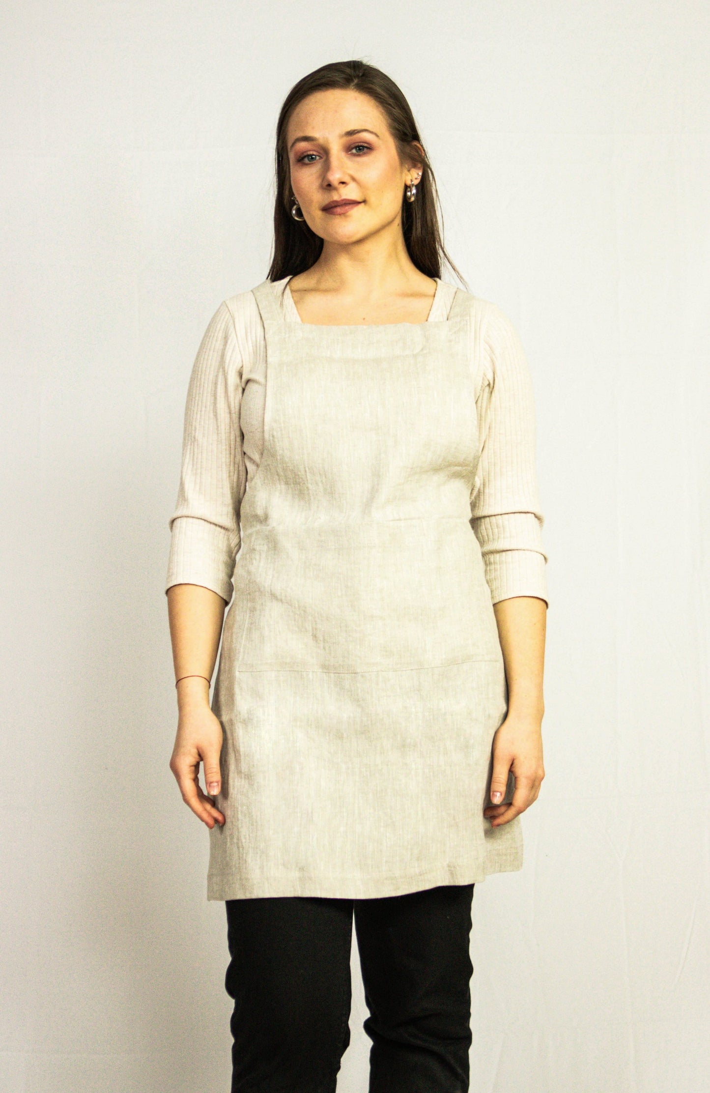 Moss Green linen apron