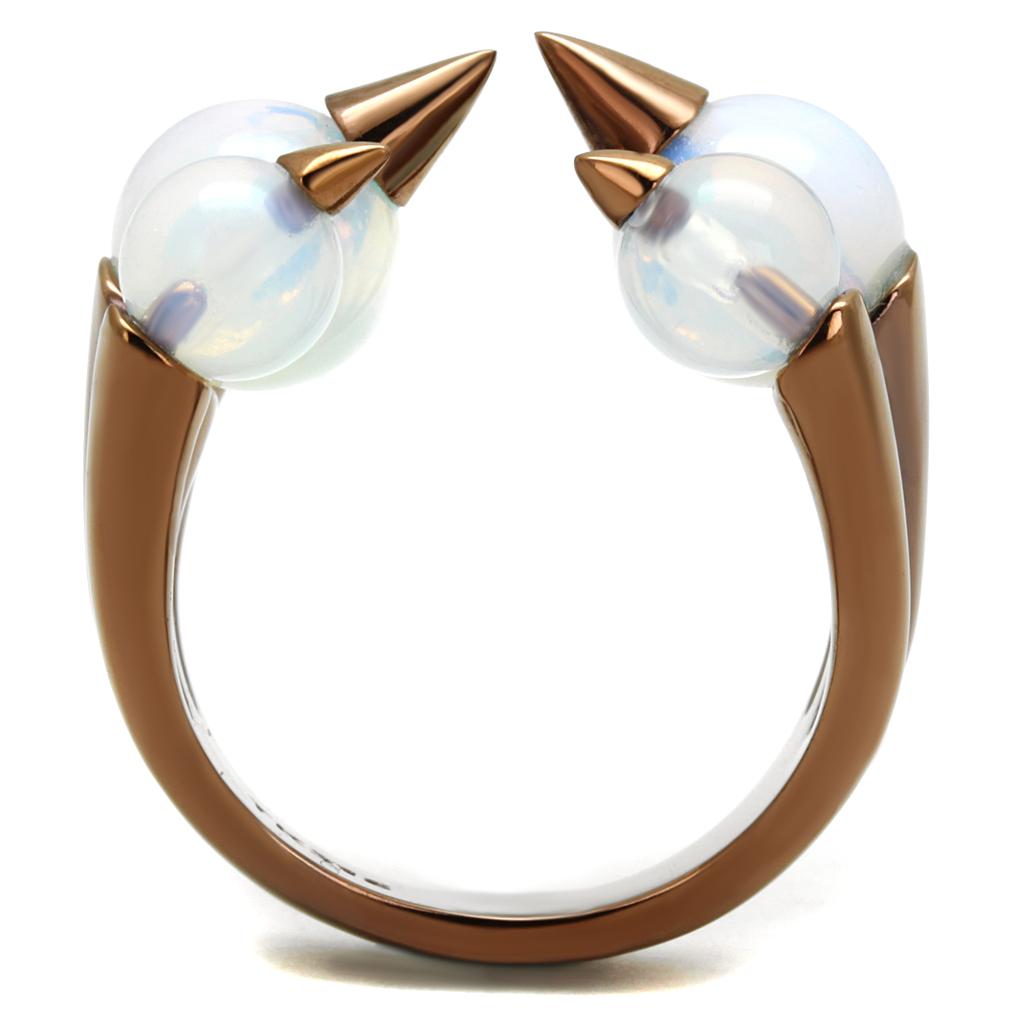 TK2992 - IP Coffee light Stainless Steel Ring with Synthetic Synthetic