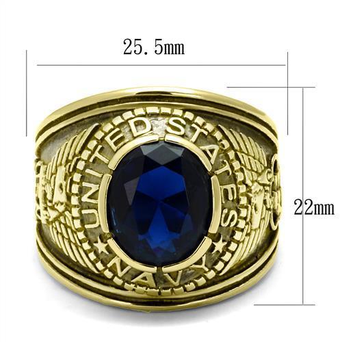 TK414707G - IP Gold(Ion Plating) Stainless Steel Ring with Synthetic
