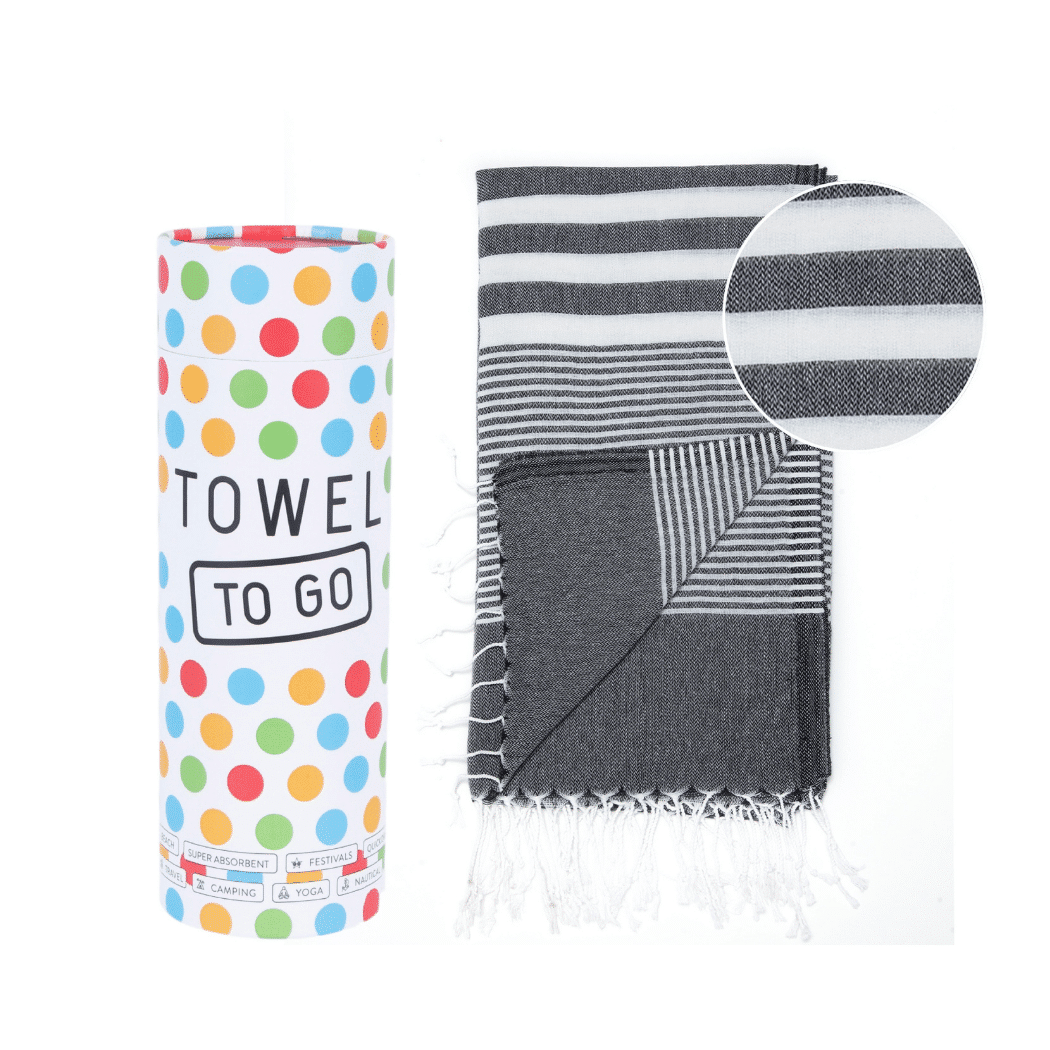 Quick-Dry Cotton Towel – Lightweight Beach & Travel Towel – Black –