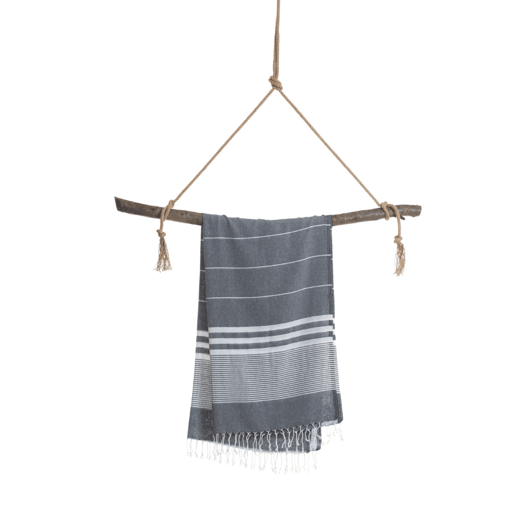 Quick-Dry Cotton Towel – Lightweight Beach & Travel Towel – Black –