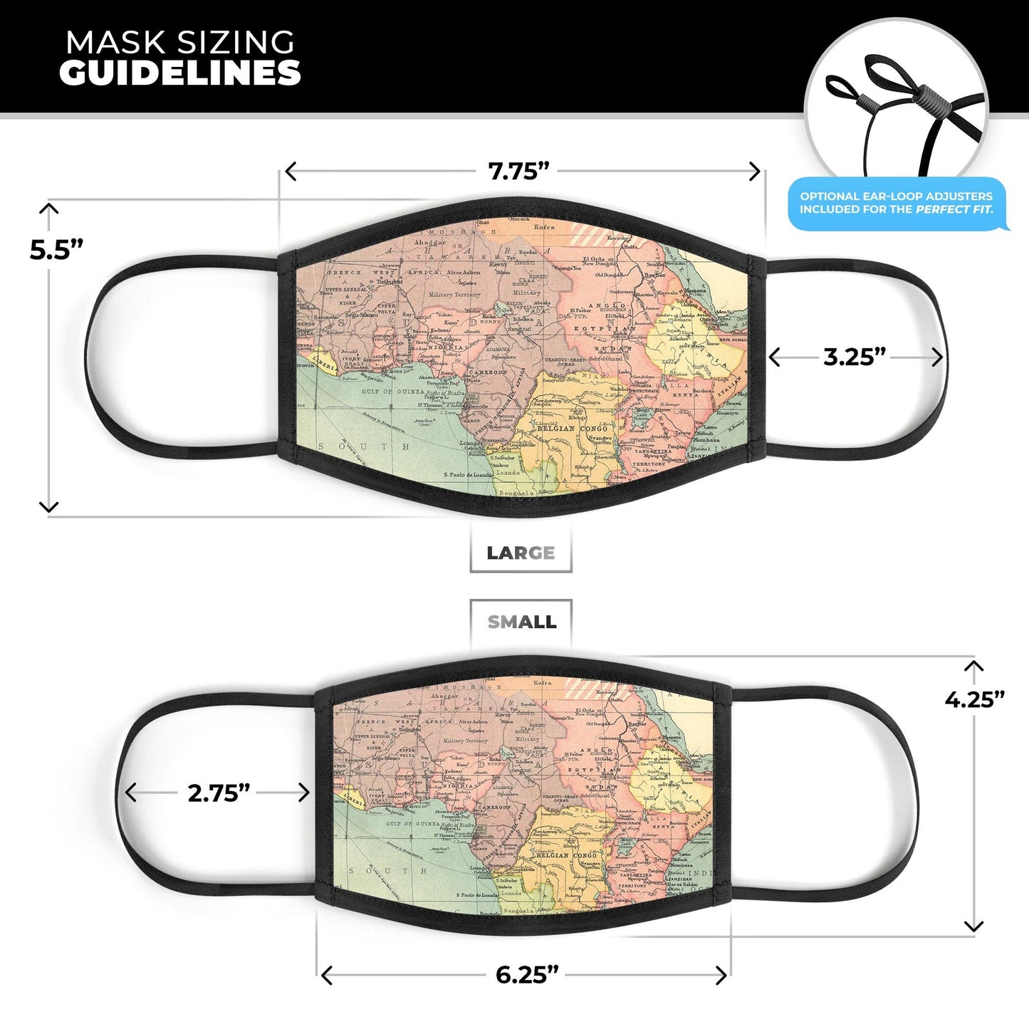 The Zoomed In Africa Map  - Made in USA Mouth Cover Unisex Anti-Dust