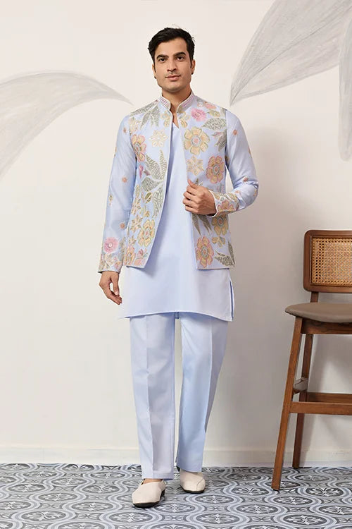 Luxury Carnival Function Special Mens Wear Koti Kurta Set