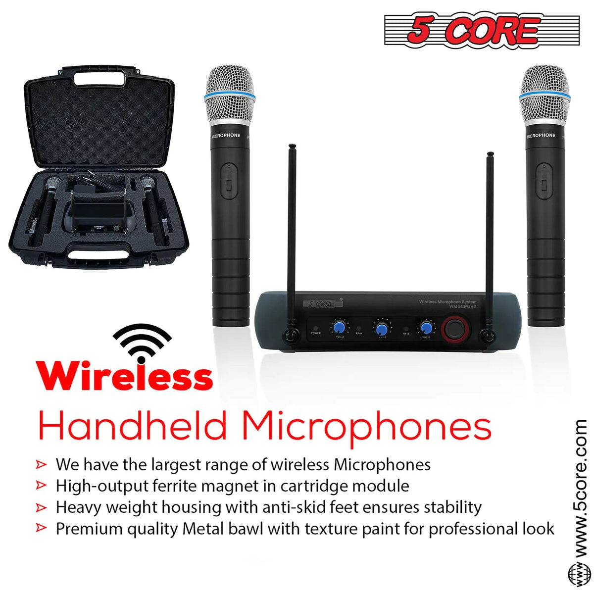 5Core Professional Wireless Microphone VHF Fixed Frequency Microfono