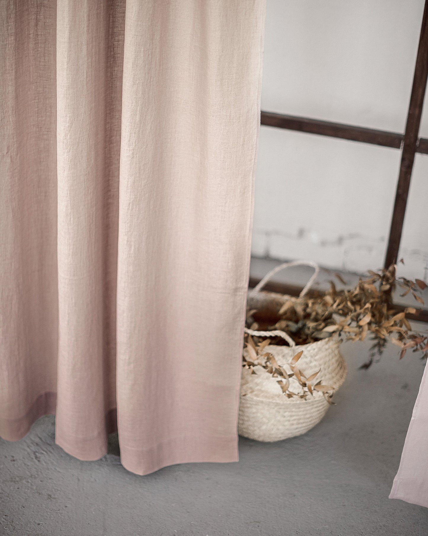 Greyish Mint linen curtain with multifunctional tape