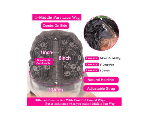 Transparent 13x1x6 Straight 13x4x1 T part Lace Frontal Human Hair Wigs