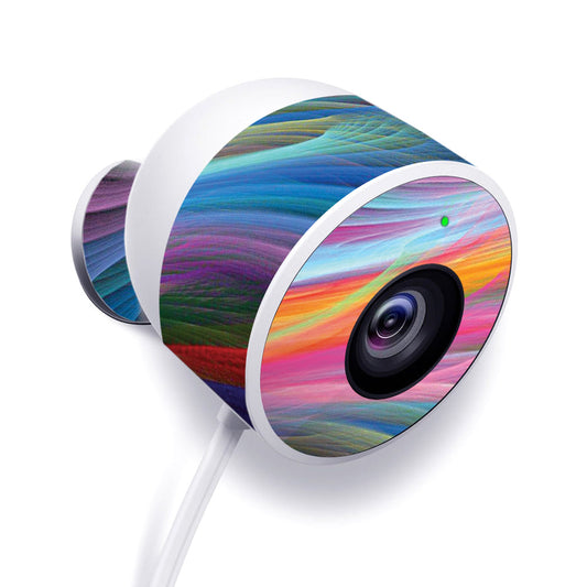MightySkins NECAOUT-Rainbow Waves Skin for Nest Cam Outdoor Security C