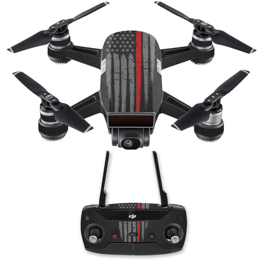 MightySkins DJSPCMB-Thin Red Line Skin Decal for DJI Spark Mini Drone