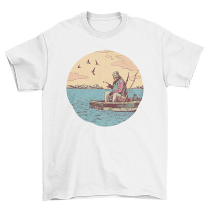 Old man fishing t-shirt