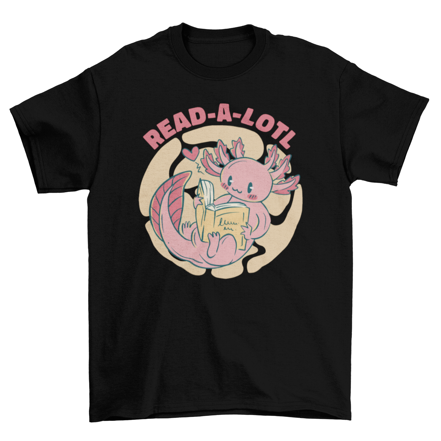 Cute axolotl reading book t-shirt