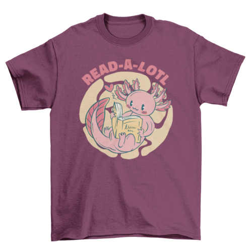 Cute axolotl reading book t-shirt