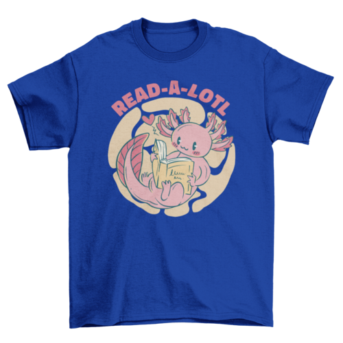 Cute axolotl reading book t-shirt