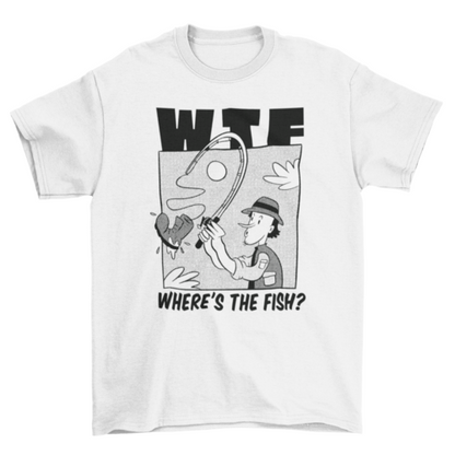 Man fishing boot cartoon t-shirt
