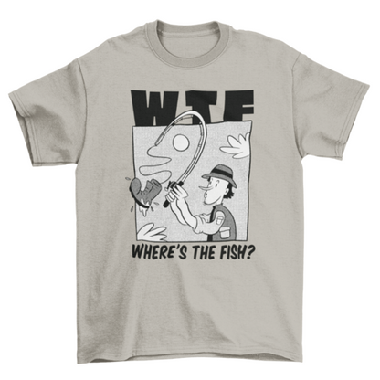 Man fishing boot cartoon t-shirt