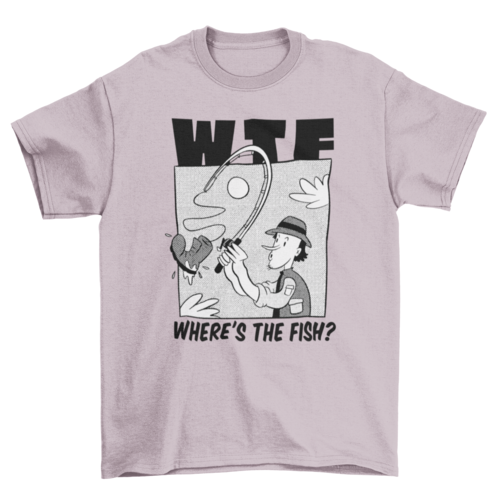 Man fishing boot cartoon t-shirt