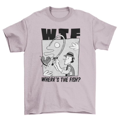 Man fishing boot cartoon t-shirt