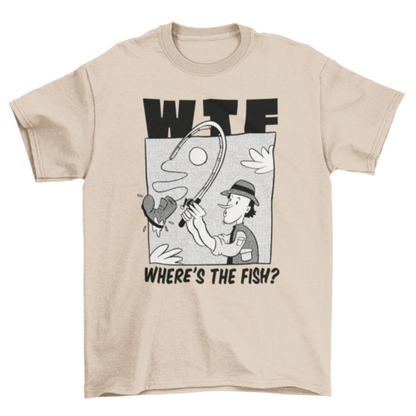Man fishing boot cartoon t-shirt