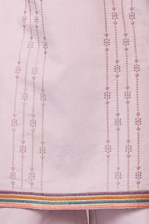 Royal Look Lavender V Neck Kurta Pant for Mens Wear