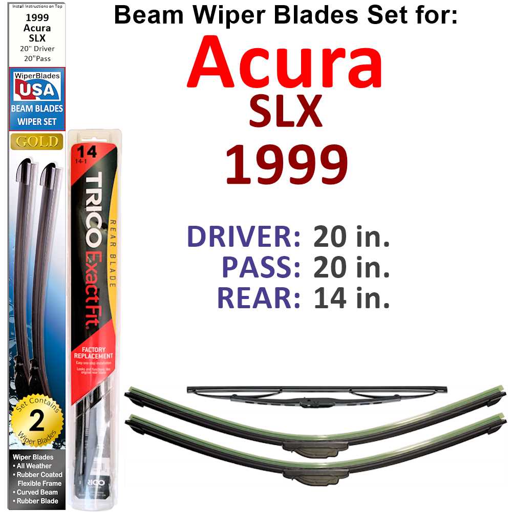 Beam Wiper Blades for 1999 Acura SLX (Set of 3)