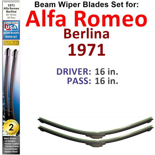 Beam Wiper Blades for 1971 Alfa Romeo Berlina (Set of 2)