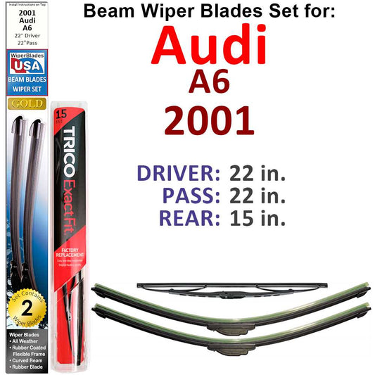 Beam Wiper Blades for 2001 Audi A6 (Set of 3)