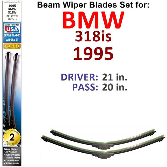 Beam Wiper Blades for 1995 BMW 318is (Set of 2)